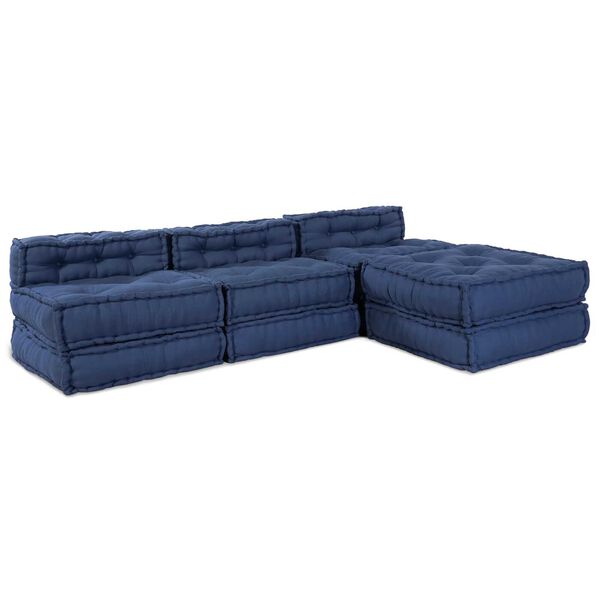 vidaXL Modulinė sofa 4 pcs Indigo audinys