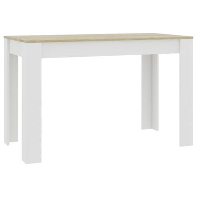 vidaXL Valgomojo stalas, balta+sonoma ąžuolo spalvos, 120x60x76cm, MDP