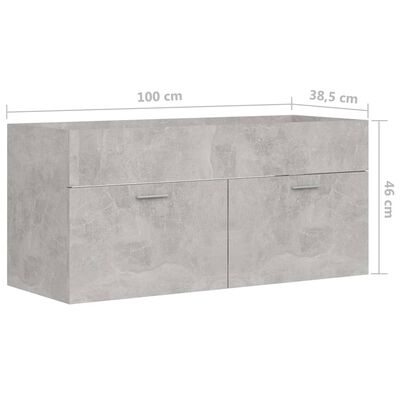 vidaXL Praustuvo spintelė su įmontuotu praustuvu, betono pilka, MDP