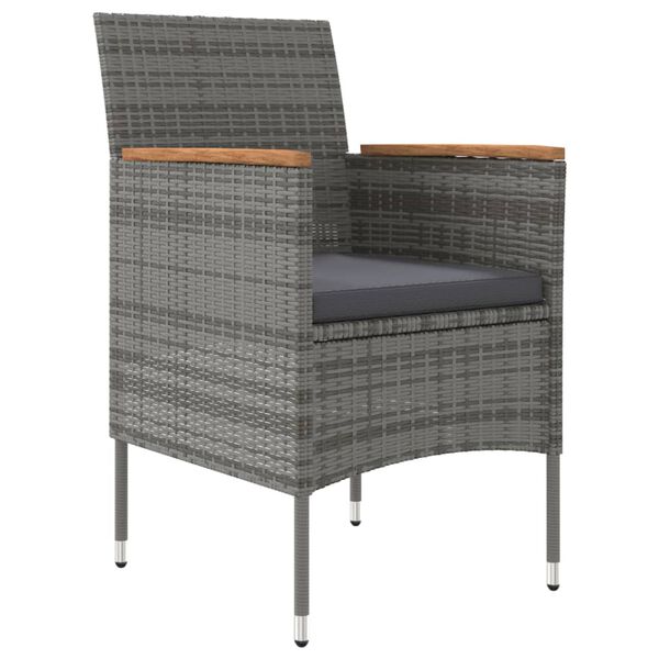 vidaXL Sodo komplektas su pagalvėlėmis, 3 dalių, pilkas ir juodas