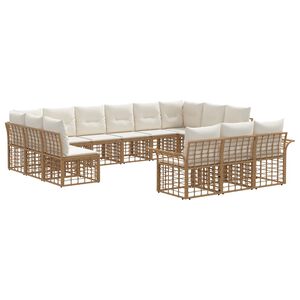 vidaXL Lauko sofos komplektas 13 pcs Natūralus ir grietinėlės baltas