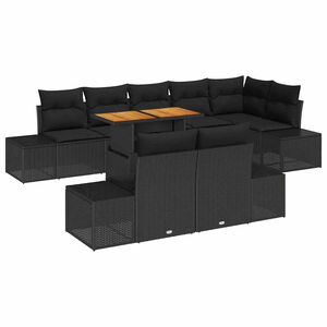 vidaXL Sodo Sofų Rinkinys 9 vnt. Juoda ir Ruda