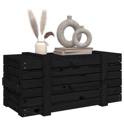vidaXL Daiktadėžė, juoda, 91x40,5x42cm, pušies medienos masyvas