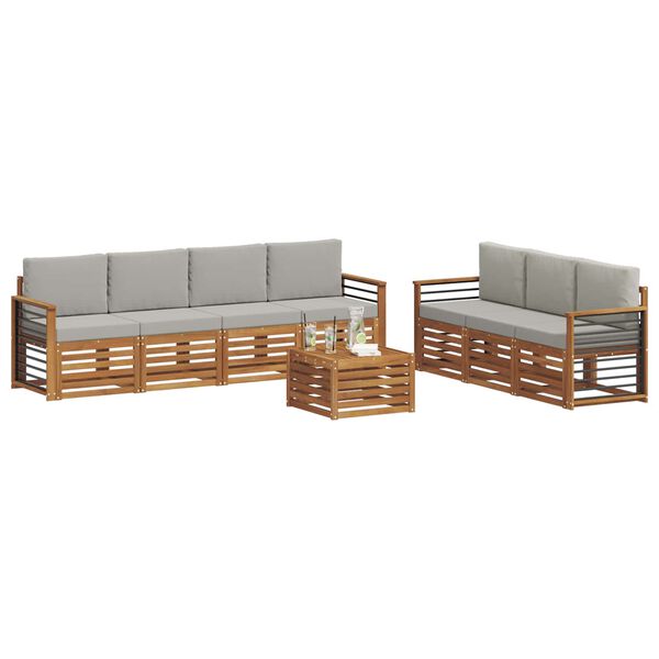 vidaXL Sofų komplektai su pagalve 8 pcs Natūrali ir &scaron;viesiai pilka