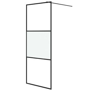 vidaXL Du&scaron;o sienelė, juoda, 80x195cm, ESG stiklas, pusiau matinė