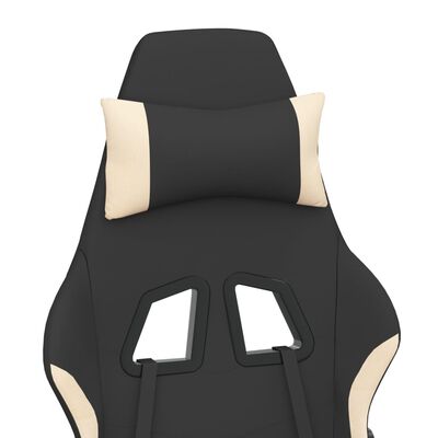 vidaXL Masažinė žaidimų kėdė su pakoja, juoda ir kreminė, audinys
