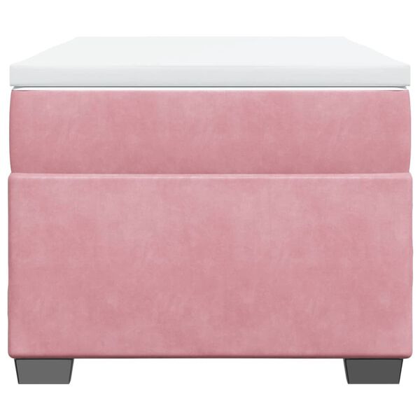 vidaXL Lova su spyruoklėmis ir čiužiniu, rožinė, 90x200 cm, aksomas