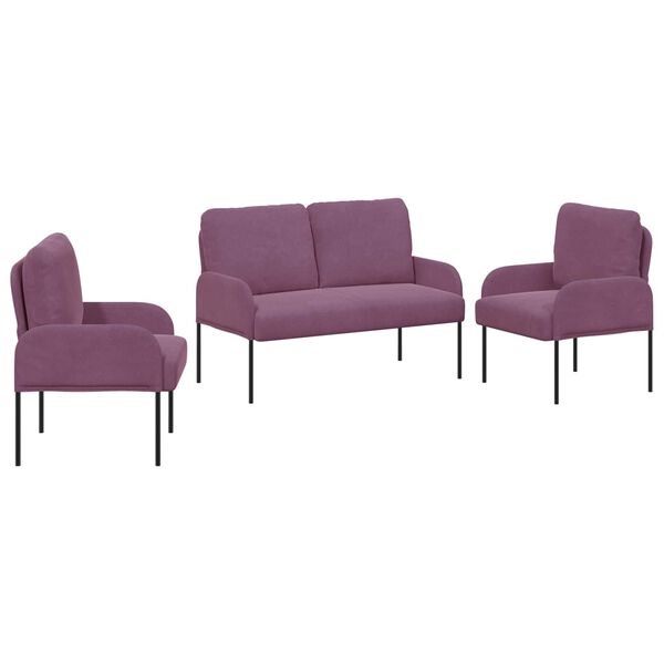 vidaXL Sofų komplektai 3 pcs Violetinė 115 x 56 x 80 cm fanera