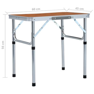 vidaXL Sulankstomas stovyklavimo stalas, 60x45cm, aliuminis