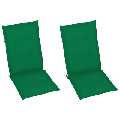 vidaXL Sodo kėdės su žaliomis pagalvėlėmis, 2vnt., tikmedžio masyvas