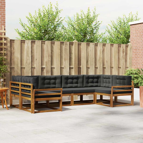 vidaXL Lauko sofos komplektas su pagalve 6 pcs Natūralus ir antracitas