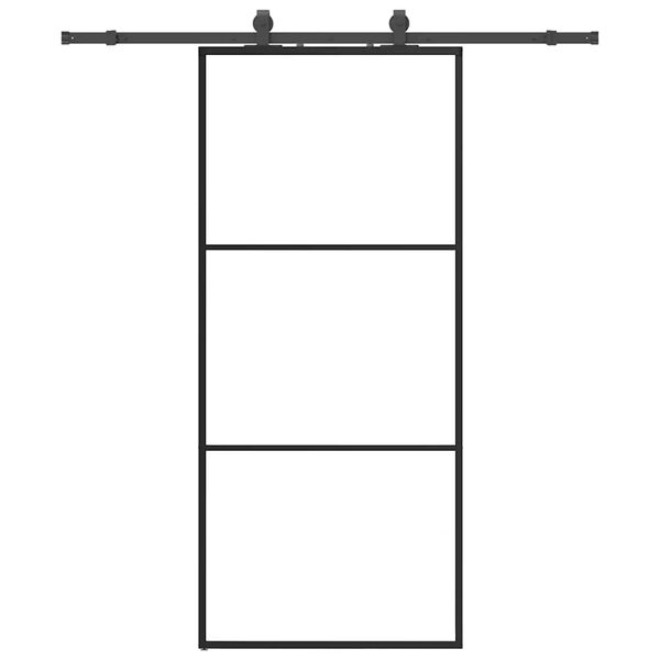 vidaXL Stumdomos durys su įrangos rinkiniu, juodas, 90x205 cm, ESG ir