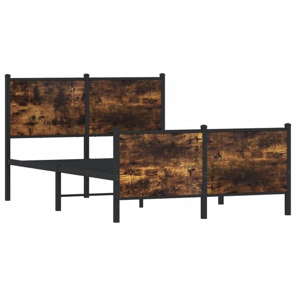 vidaXL Lovos rėmas be čiužinio, dūminio ąžuolo, 120x190cm, metalas