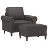 vidaXL Krėslas su pakoja, pilkos spalvos, 60cm, dirbtinė oda