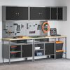 vidaXL Darbo spintos rinkinys su stalčių 10 pcs Juoda ir pilka