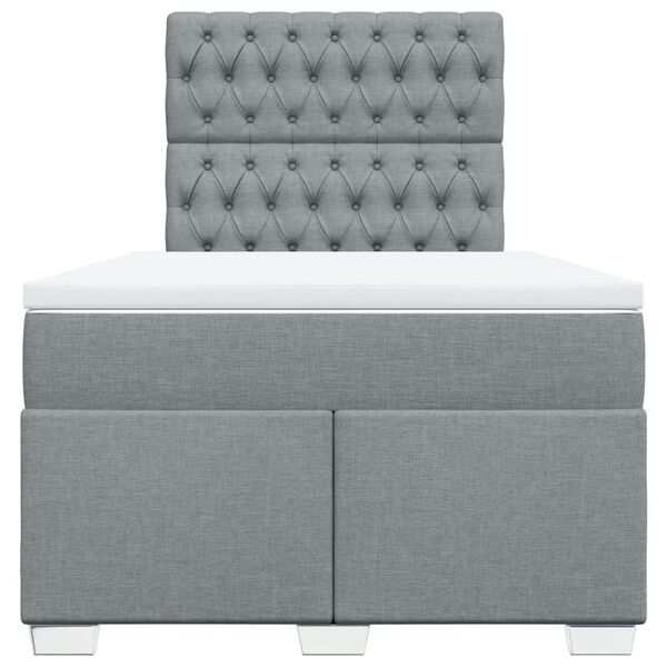 vidaXL Lova su spyruoklėmis ir čiužiniu, pilka, 120x200cm, audinys