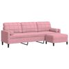 vidaXL Trivietė sofa su pakoja, rožinės spalvos, 210cm, aksomas