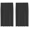 vidaXL Voile užuolaidos su strypų ki&scaron;enėmis, 2vnt., juodos spalvos
