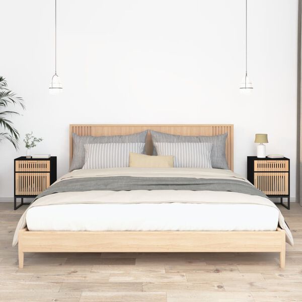 vidaXL Naktinės spintelės, 2vnt., juodos, 40x30x55,5cm, mediena