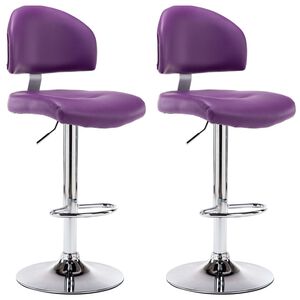 vidaXL Baro taburetės, 2vnt., violetinės spalvos, dirbtinė oda