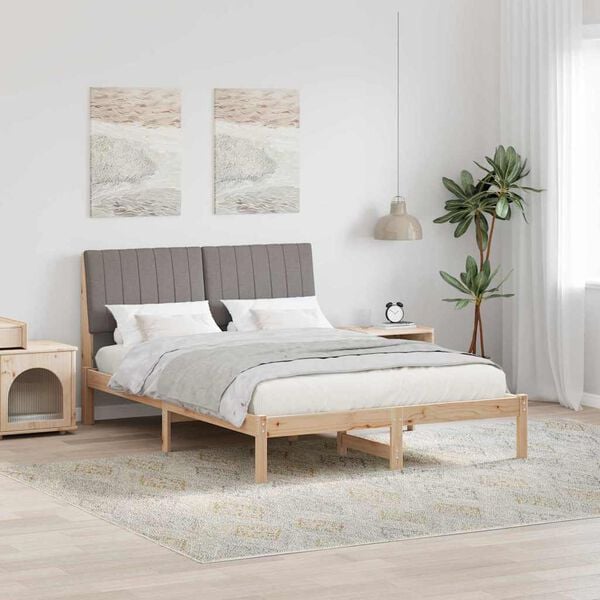 vidaXL Lovos rėmas Taupe 140 x 190 cm Kietos pu&scaron;ies mediena