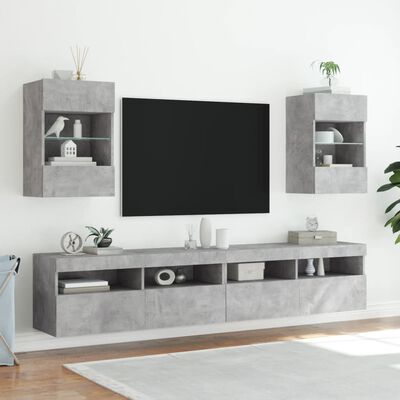 vidaXL Sieninė TV spintelė su LED lemputėmis, betono, 40x30x60,5cm