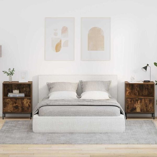 vidaXL &Scaron;alia lovos spintelė 2 pcs Dūminio ąžuolo 49 x 36 x 61 cm