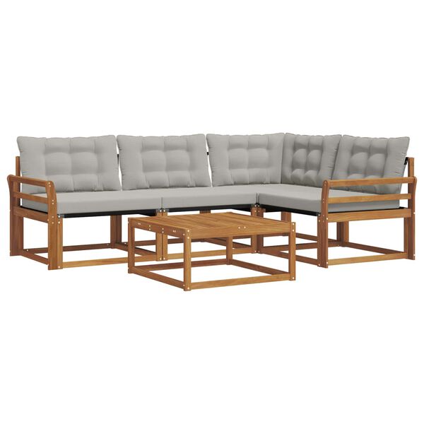 vidaXL Lauko sofos komplektas 5 pcs Natūrali ir &scaron;viesiai pilka