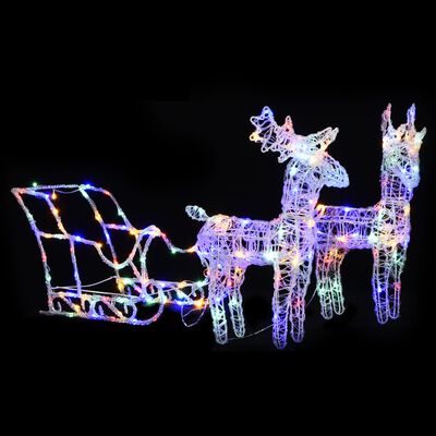 vidaXL Kalėdų dekoracija elniai ir rogės, 130cm, akrilas, 160 LED