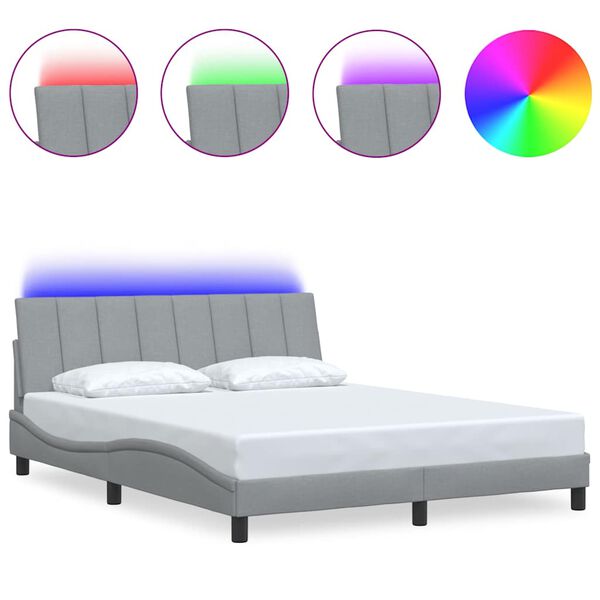 vidaXL Lovos rėmas be čiužinio, Hanko, &scaron;viesiai pilkas, 160x200cm, audinys