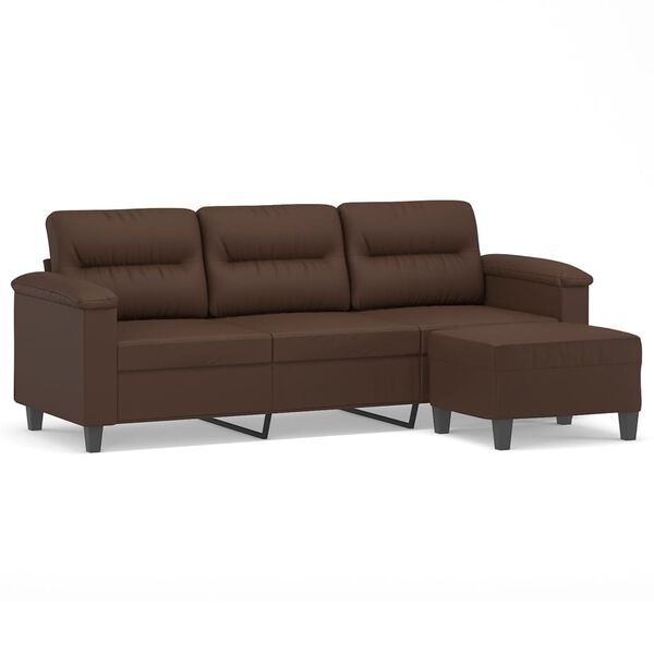 vidaXL Trivietė sofa su pakoja, rudos spalvos, 180cm, dirbtinė oda