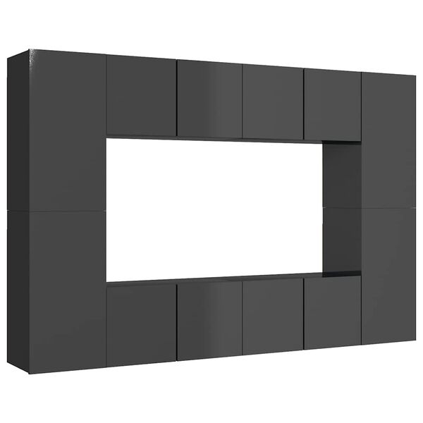 vidaXL Televizoriaus spintelių komplektas, 8 dalių, pilkas, MDP