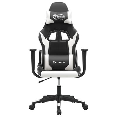 vidaXL Žaidimų kėdė, juodos ir baltos spalvos, dirbtinė oda