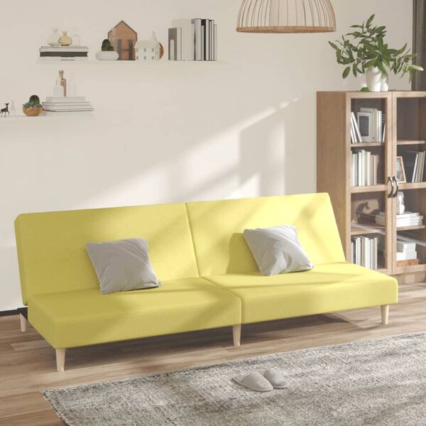 vidaXL Dvivietė sofa-lova, žalios spalvos, audinys