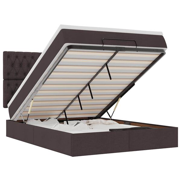 vidaXL Osmanų lovos rėmas su čiužiniu, rudas, 140x200cm, audinys