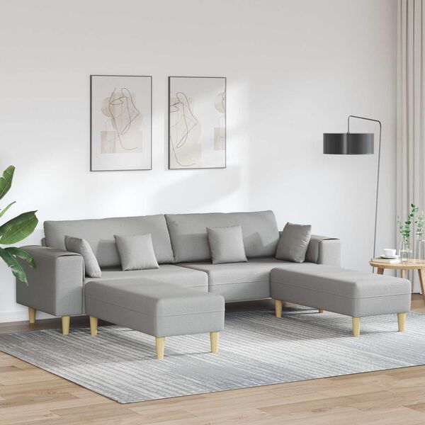 vidaXL Sofa su pagalve 3 pcs Debesų pilka audinys