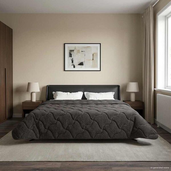 vidaXL Pilna metų antklodė Tik&scaron;tas Antracitas 220 x 240 cm