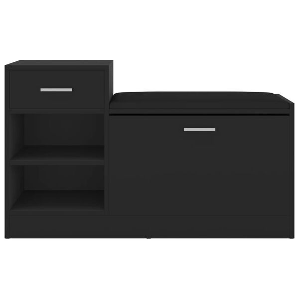 vidaXL Batų suoliukas, juodas, 94,5x31x57cm, apdirbta mediena