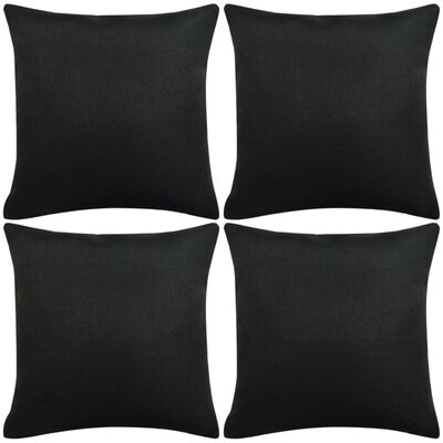 vidaXL Pagalvėlių užvalkalai, 4 vnt., lino imitacija, juodi, 40 x 40 cm