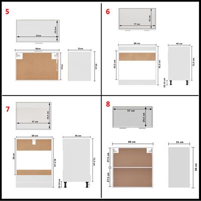 vidaXL Virtuvės spintelių komplektas, 8 dalių, baltos spalvos, MDP