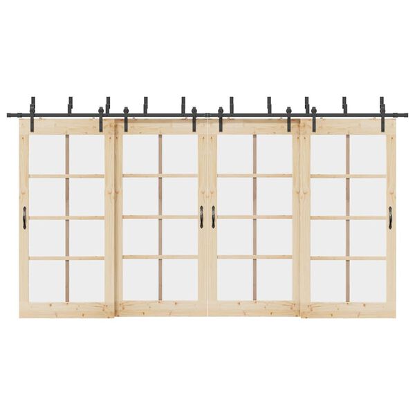 vidaXL Stumdomų durų įrangos rinkinys, juodos sp., 427 cm, plienas