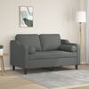 vidaXL Dvivietė sofa su pagalvėlėmis, tamsiai pilka, 120cm, audinys