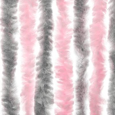 vidaXL Užuolaida nuo musių, pilka ir rožinė, 100x230cm šenilis