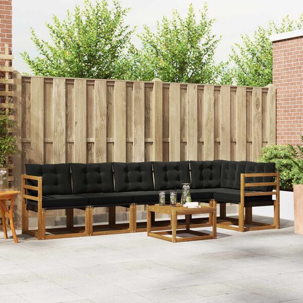 vidaXL Lauko sofos komplektas su pagalve 7 pcs Natūrali ir juoda