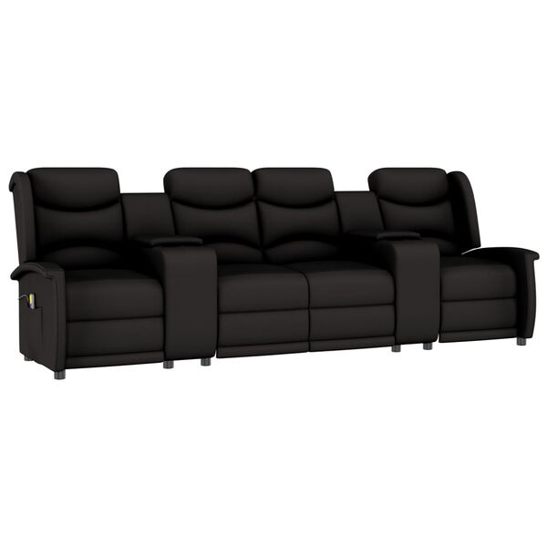 vidaXL Keturvietis atlošiamas masažinis krėslas, juodas