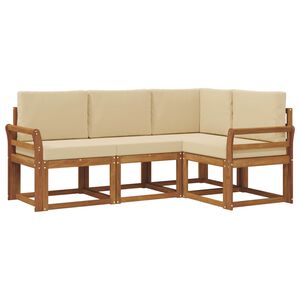 vidaXL Lauko sofos komplektas su pagalve 4 pcs Natūralus ir bežinis