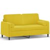 vidaXL Dvivietė sofa su pagalvėlėmis, geltonos spalvos, 140cm, aksomas