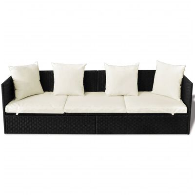 vidaXL Lauko sofa su pagalvėlėmis, poliratanas, juoda
