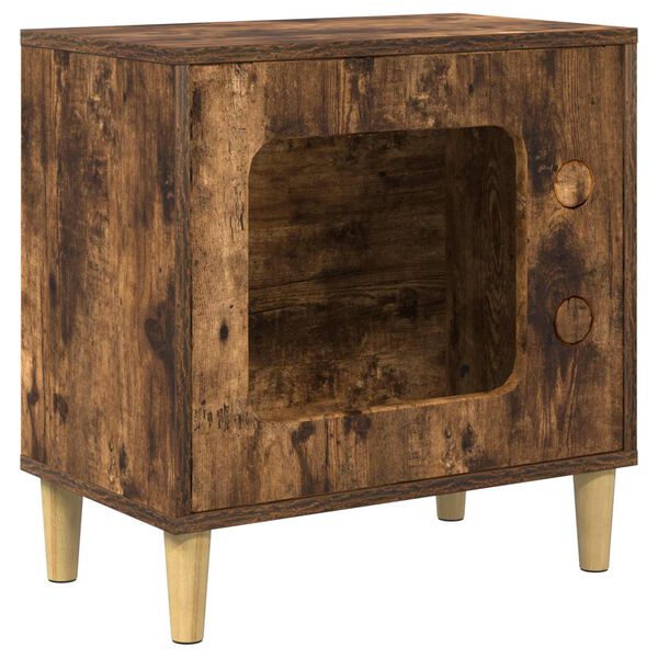 vidaXL Katės namelis Rūkyta ąžuolas 51 x 30 x 52 cm Apdirbta mediena