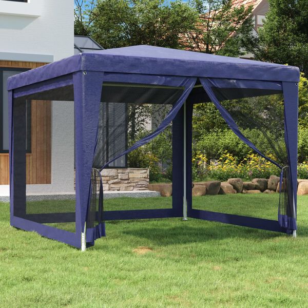 vidaXL Proginė palapinė su 4 tinklinėmis sienomis, mėlyna, 3x3m, HDPE